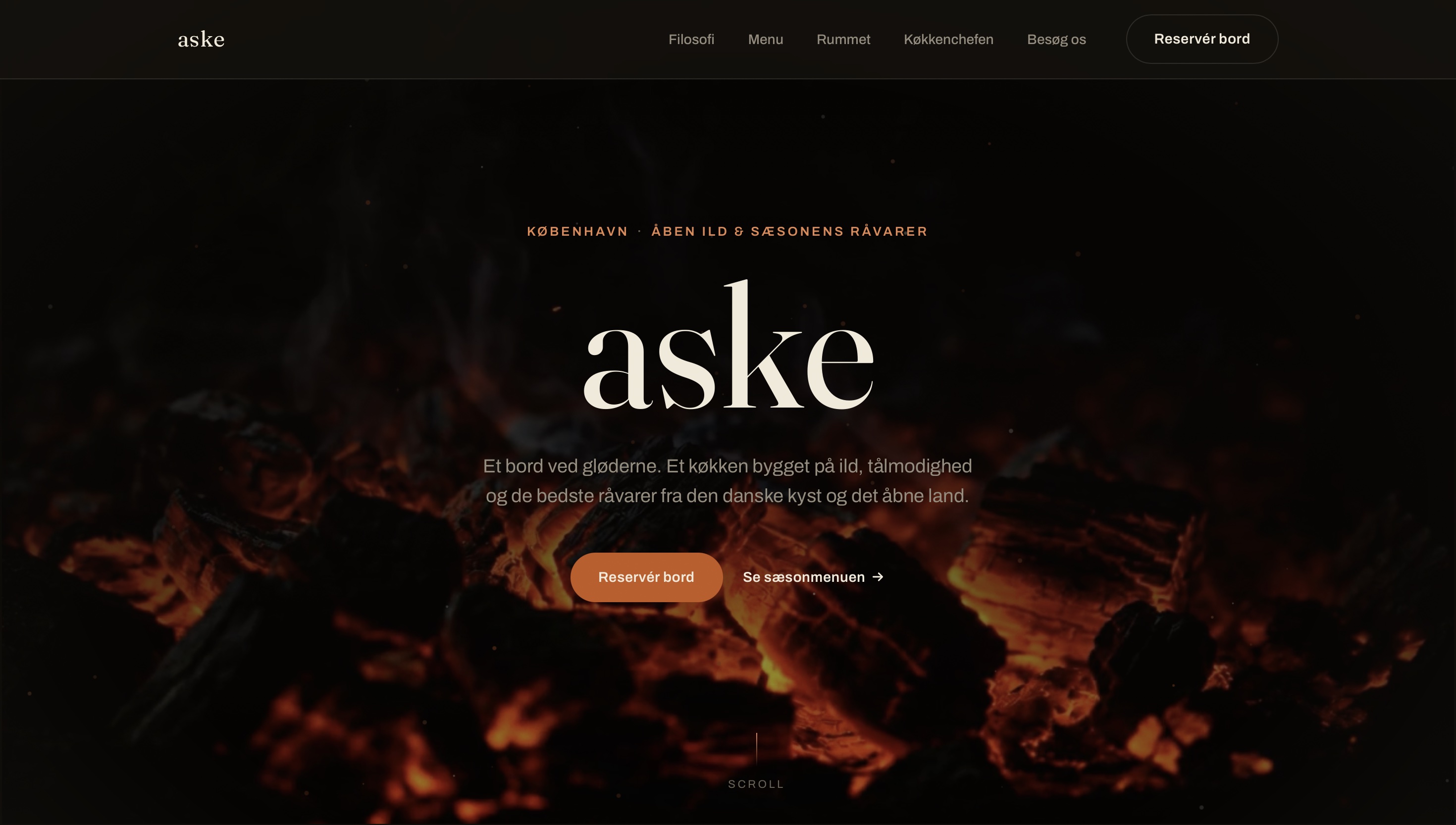 Hjemmeside bygget af NB Webdesigns til restaurant ASKE